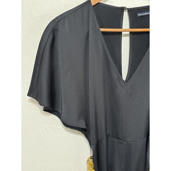 Abercrombie&Fitch Y2K Silky Angle Sleeve Jumpsuit Belt XS Navy Day to Night Glam - Picture 3 of 13
